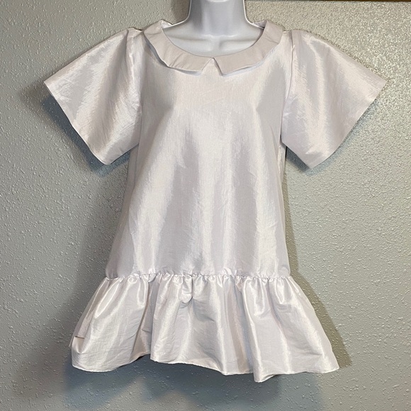 Kika Vargas White Ruffled Short Sleeve Babydoll Dress - Picture 1 of 10